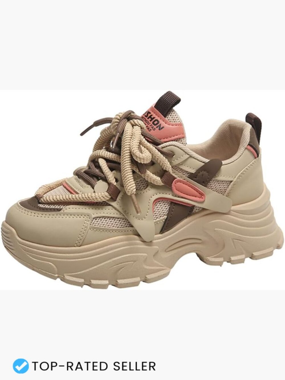 Platform Walking Sneakers Breathable Mesh Lace Up Chunky Casual Athletic Shoes